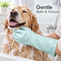 Gant de toilettage pour animaux de compagnie en silicone personnalisé avec poils sur la paume, design à cinq doigts pour le bain des chiens, l'élimination des poils lâches et le nettoyage des pattes
