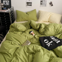 Juego de Ropa de Cama de Microfibra Reversible de Color Sólido para Todas las Estaciones, Suave, Transpirable, Anti-Pilling, Juego de Sábanas y Funda Nórdica Lisa Personalizada para el Hogar