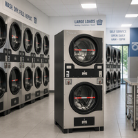 Laveuse-sécheuse commerciale pratique à monnayeur/code QR/carte pour logements locatifs et blanchisseries partagées