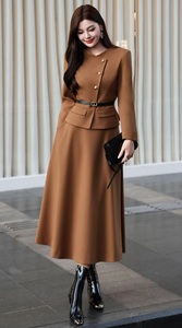 Top Quality New Designer Clothes Set 2026 Spring Women Belt Pocket Patchwork Long Sleeve <strong>Coat</strong>+Elegant Long Maxi <strong>Skirt</strong> Suits Set - Product Image 2