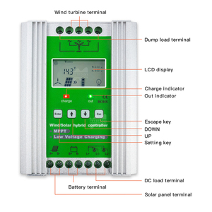 Controlador Híbrido Eólico Solar MPPT de 1400W (12V/24V) |   Regulador de Carga 10A/20A/30A con Carga de Descarga W758 - Product Image 2