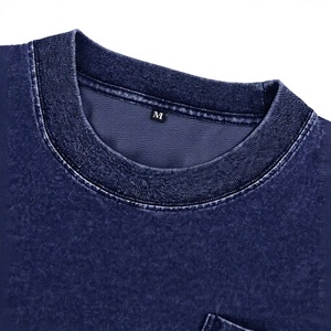 240G Heavyweight Denim <b>Washed</b> Oversized Men's T-Shirt Pocket Style Short Sleeve Loose American Vintage Trendy Brand - Product Image 5