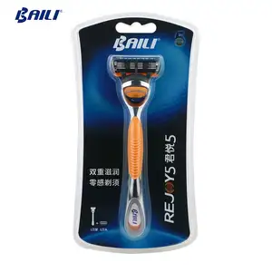 BAILI — lame de rasoir pour homme, 6 lames, avec sécurité en acier inoxydable, Extension Flexible, style vietnamien