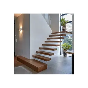 Ace yüzer merdiven çin inşa ahşap cam adımlar Modern tasarım uluslararası tarzı yüzer cam merdiven