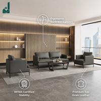 Ensemble de canapés de direction modulaires modernes de luxe, écologiques, durables, en éponge haute densité, en cuir véritable, sectionnels, pour réception de PDG