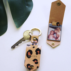 Father's Day <b>Leather</b> Gift <b>Keychain</b> Photo Holder Couple <b>Keychain</b>, Logo Printable - Product Image 1
