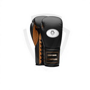 Gants de boxe personnalisés en cuir de vache véritable, respirants, avec fermeture à lacets et fermeture au poignet - Product Image 1