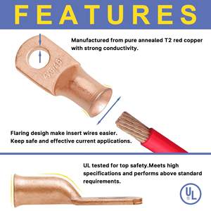 Kit de 80 cosses de câblage en cuivre, bornes à sertir AWG 8 6 4 2, norme américaine, rouge et noir, avec gaine thermorétractable - Product Image 3