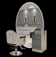 Nouveau Fauteuil de Salon et Miroir 2024, Fauteuil de Barbier Inclinable, Chaise de Coiffure Ajustable, Mobilier de Salon de Coiffure