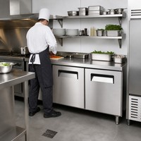 Table de préparation commerciale avec réfrigérateur 350L, refroidissement par air, sans givre, pieds réglables, 2 portes, -5~10°C, poste de travail de cuisine, vente en gros