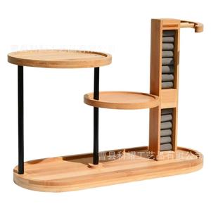 Estante de almacenamiento de cosméticos de madera, organizador de escritorio de varios niveles para maquillaje y joyería, material de bambú - Product Image 5