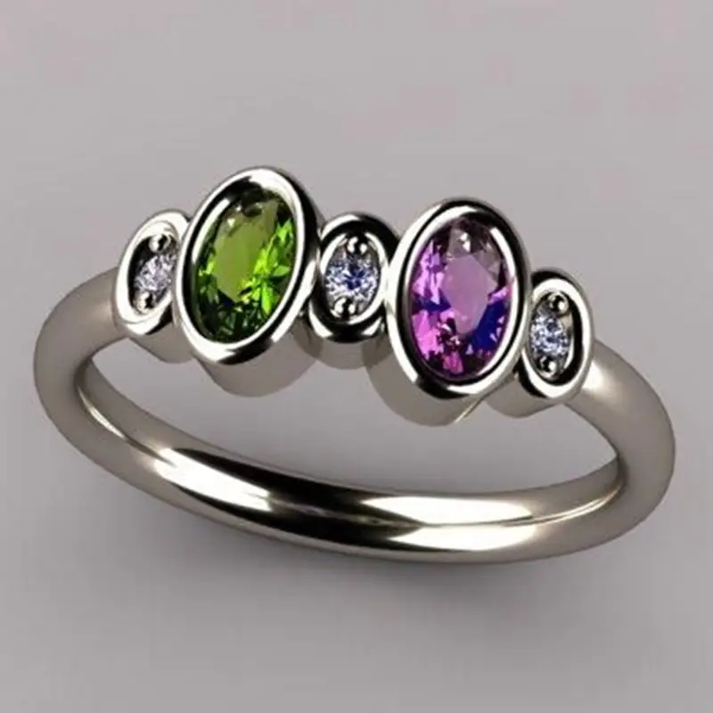 Huitan 2023 горячая Распродажа овальной огранки Женское Обручальное кольцо 925 серебряный цвет имитация муассанита красочные циркониевые кольца