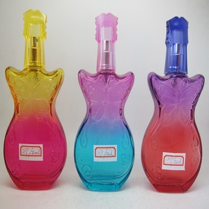 Commercio all'ingrosso di alta qualità di figura della chitarra vuoto di vetro colorato bottiglia di profumo <span class=keywords><strong>75ml</strong></span> con il pacchetto della scatola - Product Image 1