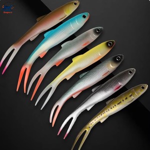 Leurre souple <span class=keywords><strong>de</strong></span> pêche 11g 5.5in <span class=keywords><strong>V</strong></span>-Tail Shad Split Tail Minnow Jerkbait Swimbait Fork Tail Bait pour jig head et drop shot rig Soft Fluke - Product Image 5
