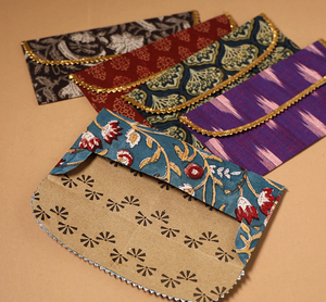 Traditional Handmade Fabric <b>Envelope</b> Set of 5 Assorted Ethnic Cloth <b>Gift</b> <b>Envelopes</b> for Weddings Festival and Special Celebration - Product Image 3