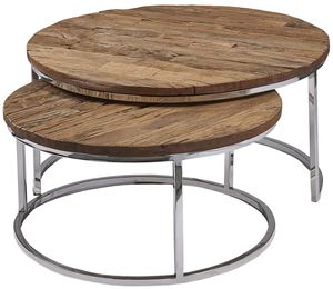 Mesa de Centro Tradicional India de Hierro y Madera de la Mejor Calidad con Tapa Redonda para Decoración de Sala de Estar - Product Image 3