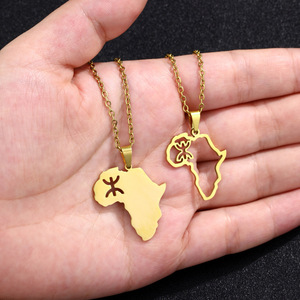 Nouvelle Arrivée Creux Carte Forme Collier Afrique Carte Berbère Signe Pendentif Africain Berbère Kabyle <span class=keywords><strong>Amazigh</strong></span> <span class=keywords><strong>Bijoux</strong></span> - Product Image 3