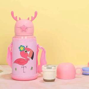 어린이 녹색 멋진 빈 밀짚 병 Bpa 무료 플라스크 어린이 물병 스테인레스 스틸 귀여운 머그