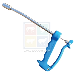 Aplicador de pistola de bolo cromado de acero recto para ovejas y animales grandes, instrumento veterinario para stock vivo - Product Image 1