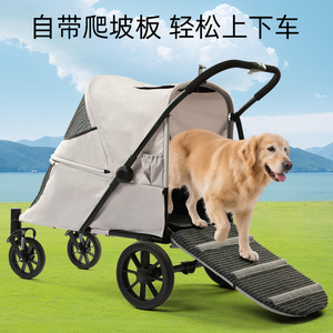 Pet <b>Stroller</b> For <b>Cats</b> And Dogs Lightweight Foldable With Mesh Ventilation Gray 600D Oxford Cloth - Product Image 3