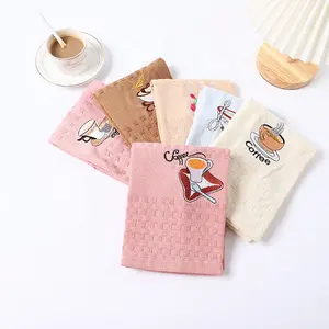 Khăn Trà Bánh Quế Cotton Thêu Logo Đĩa Thấm Nước Bán Sỉ Khăn Trà Nhà Bếp