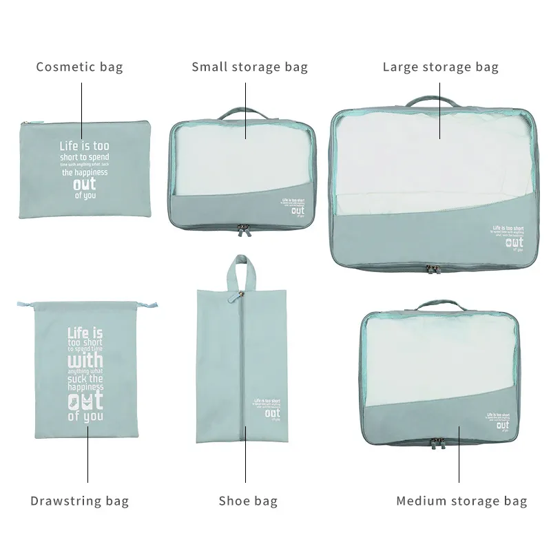 OEM Washable Travel Organizer Bag Clothes Tidy Organizer Wardrobe Suitcase Pouch Case Shoes Packing Cube Travel Storage Bag Set