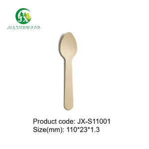 أدوات مائدة مخصصة وصديقة للبيئة طبيعية بطول 110 مللم ملعقات خشبية للاستعمال مرة واحدة من شركات مصنعة في الصين