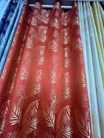 Rideau Voilage Jacquard Luxe Motif Feuilles Style Romain, Tissu Teint Fil Moderne et Simple, à Œillets, Pour Toutes Saisons, Ignifuge 100%