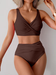 2025 New Fashion High Waist <strong>Bikini</strong> Set for Women Sexy Split <strong>Swimsuit</strong> with <strong>Thongs</strong> Bottom 2-Piece Set - Product Image 3