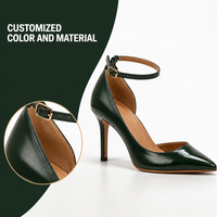 Escarpins de luxe en cuir à bout pointu et talon haut avec bride cheville pour femme, élégants, sur mesure, à talon aiguille, semelle extérieure en caoutchouc, vente en gros Chine, chaussures habillées