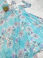 Robe Anarkali traditionnelle Fox Georgette avec dupatta, ensemble complet longueur ras du sol pour femme, imprimé floral, réversible, extensible, séchage rapide
