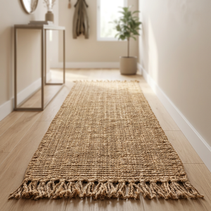 Alfombra de Yute Natural Tejida a Mano con Bucles Gruesos y Flecos para Pasillo - Product Image 2