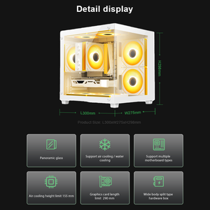 Boîtier de jeu M-ATX à haut débit d'air, 5 positions de ventilateurs, panneau frontal en verre trempé, châssis PC SFF - Product Image 2