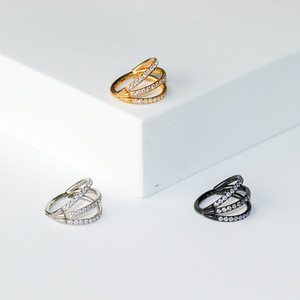 Anneau de nez en acier inoxydable, trois couches de zircone, design géométrique, bijoux de piercing corporel pour femmes, cadeau - Product Image 4