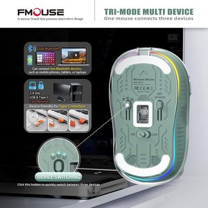 RGB Rechargeable Transparent <b>Mouse</b> Ergonomic silent Optical <b>Mouse</b> daul mode <b>for</b> Laptop Desktop <b>Computer</b> - Product Image 5