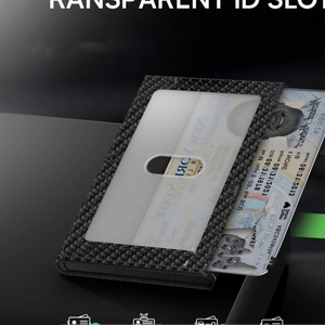 Portefeuille automatique Boshiho en aluminium et cuir véritable avec pochette arrière élastique, porte-cartes de visite, style tendance - Product Image 5