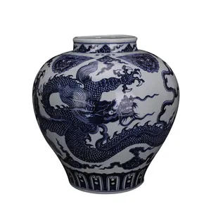 Blue and White Lion Head Dragon Pattern Large Pot Antique Chinese Reproduction Vase jingdezhen home decors ceramics Customized