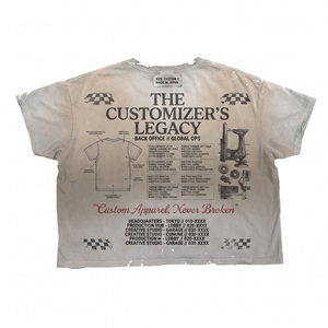 Camiseta Vintage de Algodón para Hombre, 300 g/m², con Logotipo Personalizado, Diseño Gráfico Legacy, Efecto Desgastado, Cuello Redondo, Estilo Urbano, Color Gris - Product Image 2