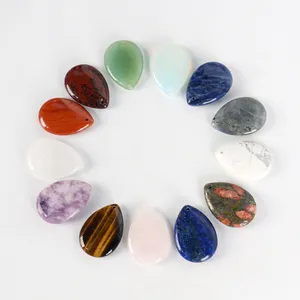 Natural Gemstones Waterdrop Teardrop Shaped Crystal Pendant Making Healing Chakra Charm Pendants For Jewelry
