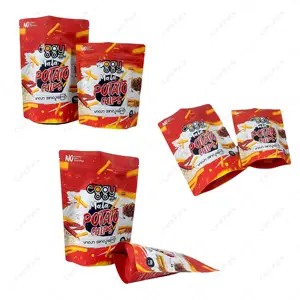 Troquelado espesado laminado Snack Food Packaging Bolsas a prueba de grasa rentable Keep Fresh Chips Stand Up bolsas con cremallera