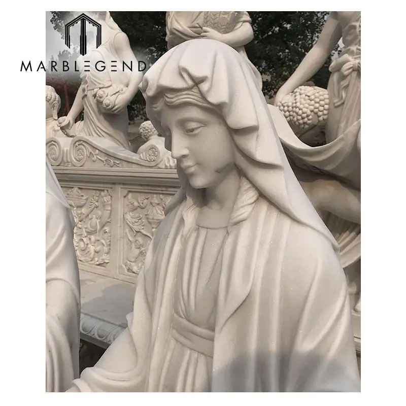 White marble sculpture hand carving life size lady angel outdoor garden statue