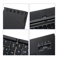 Keyboard Bluetooth Ultra-tipis Lipat Keyboard Nirkabel Portabel dengan Dudukan Penutup untuk Ponsel Tablet Laptop
