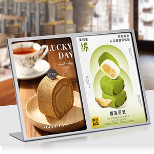 Customized Fast <strong>Food</strong> Metal Menu Holder Wholesale Desktop Advertising Stainless Steel Display <strong>Stand</strong> - Product Image 3