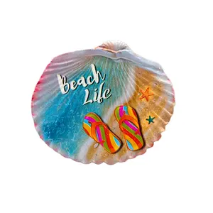 Custom printing beach design shell shape resin canary islands Italy sicilia souvenir fridge magnet