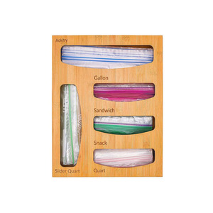 Bamboo Ziplock Bag Storage Organizer with Lid Kitchen Drawer Baggie Holder Organizer Ziplock Bag Tahtive Project