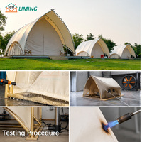 Grande tente de glamping de style voile, tente en toile isolée résistante aux intempéries pour village de vacances et camping