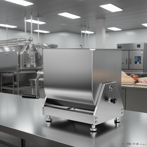 Mélangeur à viande manuel en acier inoxydable 15L avec cuve inclinable, équipement de transformation de la viande avec couvercle, poignée et réducteur de vitesse - Product Image 2