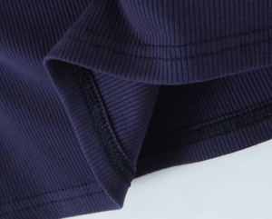 Short Sleeve <strong>Navy</strong> Color Slash Neck Back Hollow Out Casual Fashion Crop Blouse <strong>Top</strong> for <strong>Women</strong> - Product Image 3