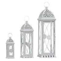 Lanterna de candelabros para decoração, candelabros de casamento, ferro branco branco branco branco branco com baixo padrão para casa, hotel, área interna e externa