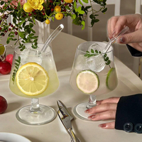 Ins Net Tasse de restaurant au design classique rouge pour vin, café glacé, soda, verre transparent